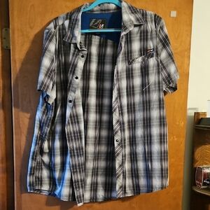 Lee Black and Gray Casual Button Down Shirt with Plaid Design